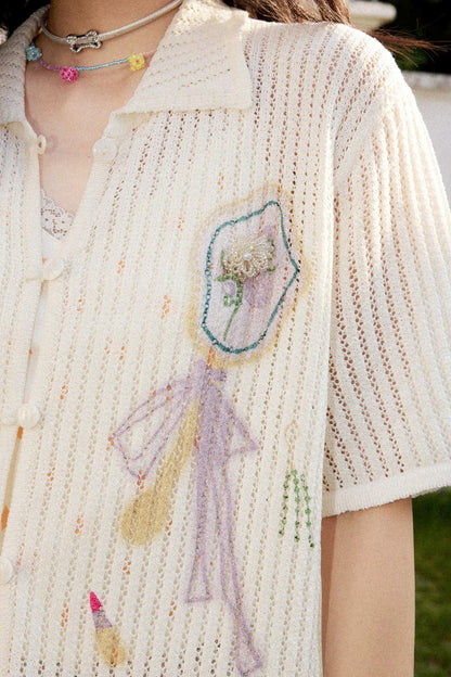 Off-White Woolen Striped Blouse
