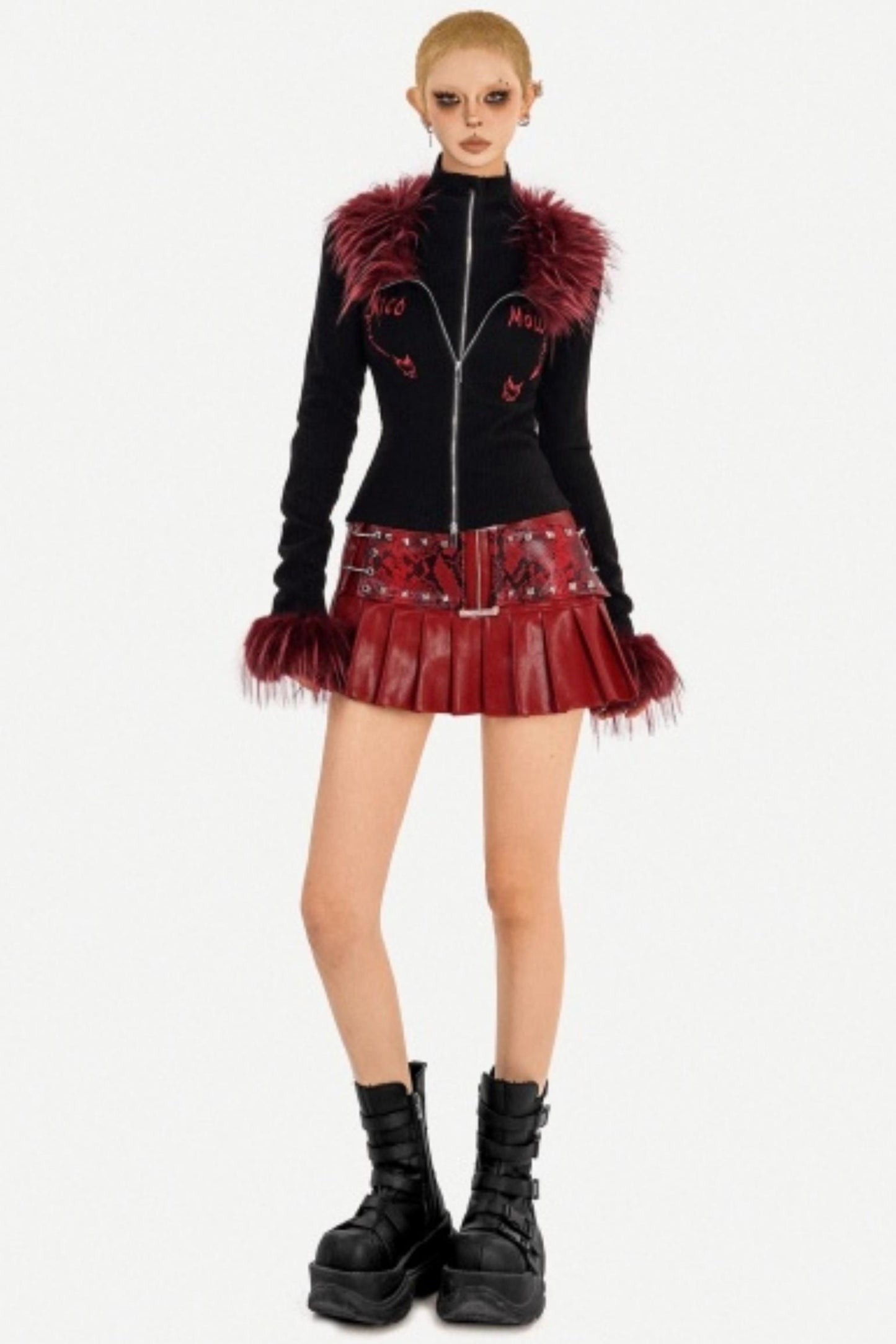 Dark Red Leather Skirt