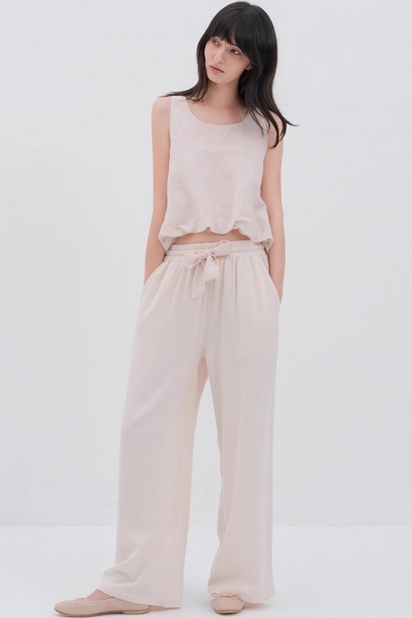 Lyocell Wool Drawstring Slacks