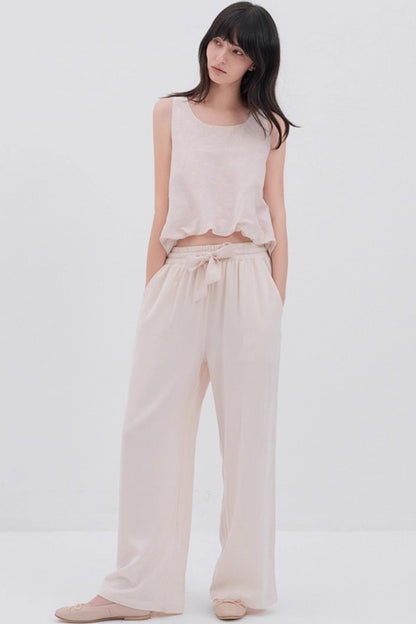 Lyocell Wool Drawstring Slacks