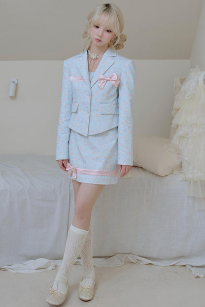 Satin Patchwork Suit Coat Set-Up