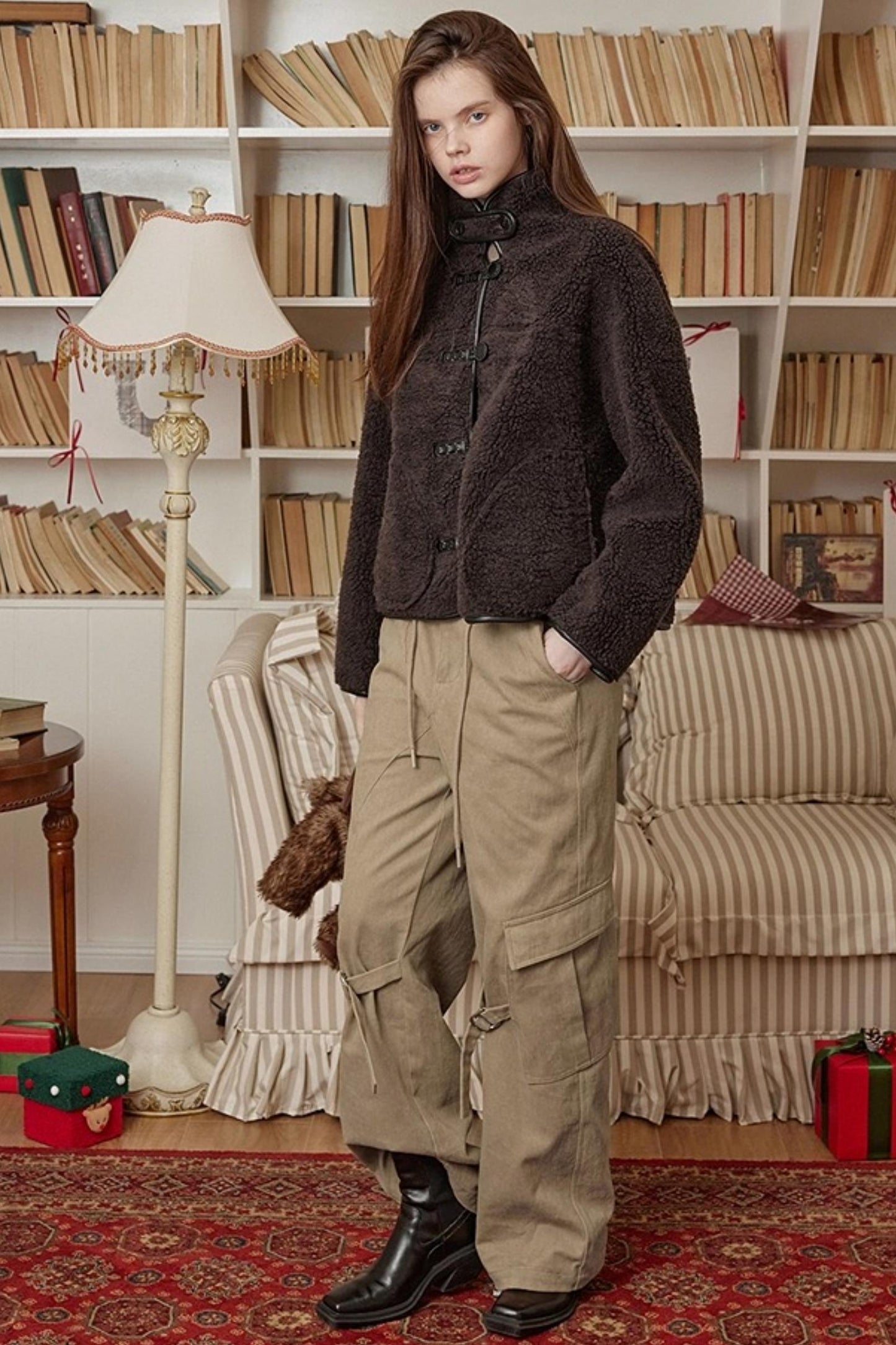 Khaki Fleece-Lined Cargo Pants