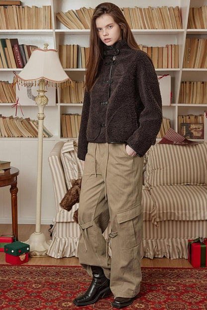 Khaki Fleece-Lined Cargo Pants