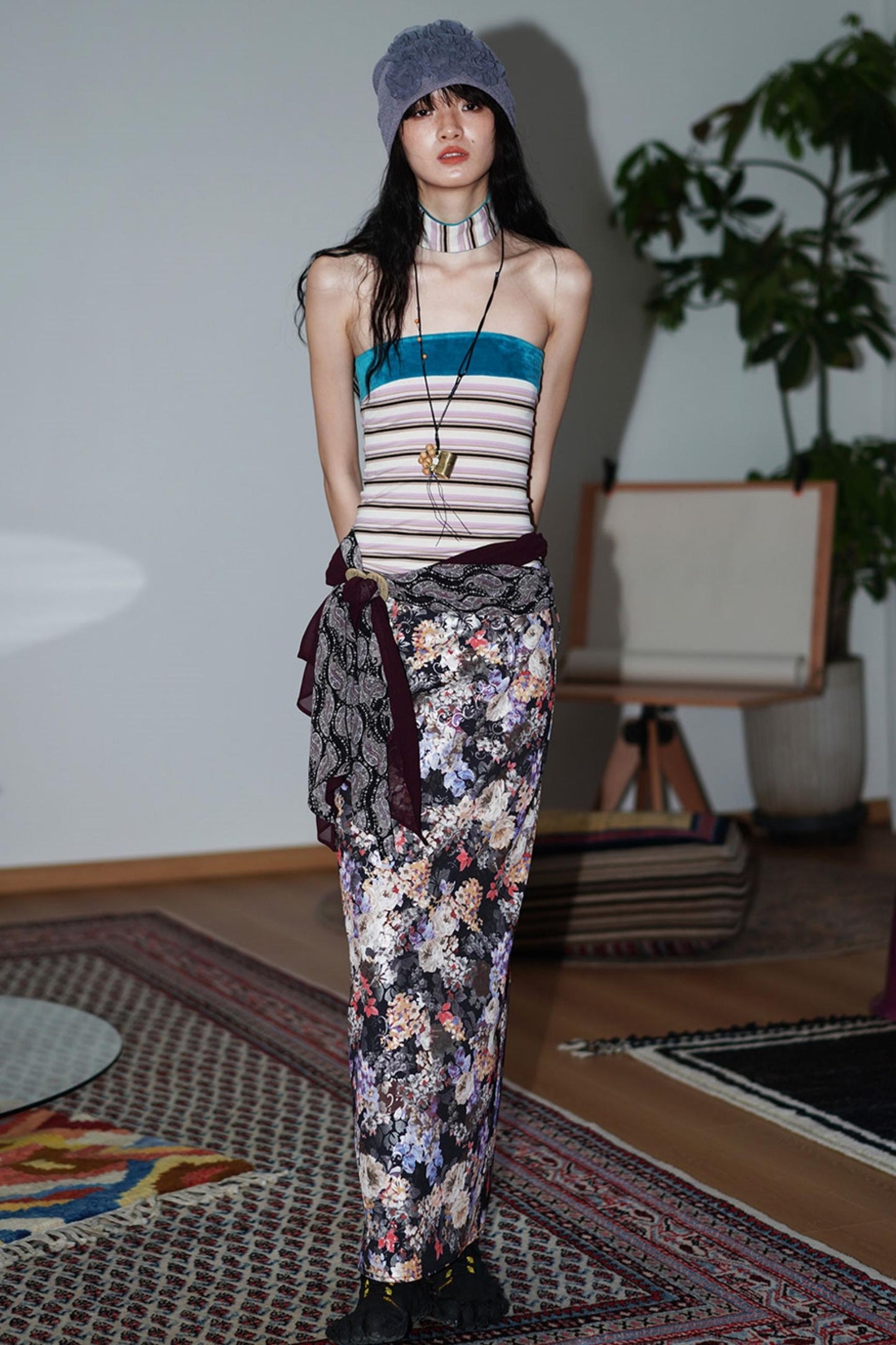 Vintage Striped Bandeau Set