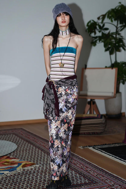 Vintage Striped Bandeau Set