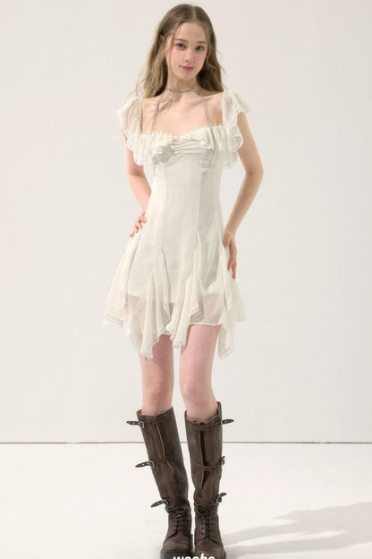 Fairy-Like Ruffled Lace Dress