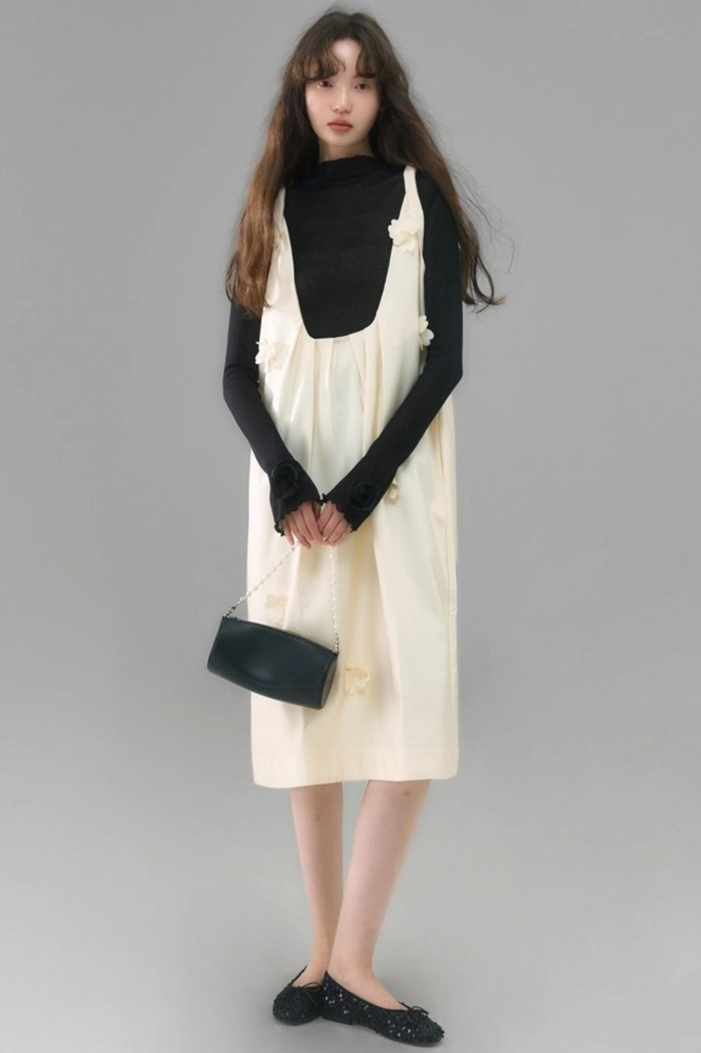 Flower Twisted Strap Suspender Dress