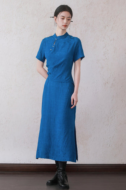 Blue Drawstring Dress