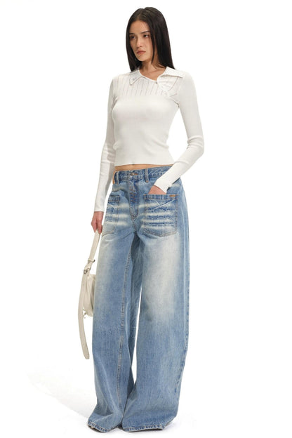 Diagonal Placket Knit Top