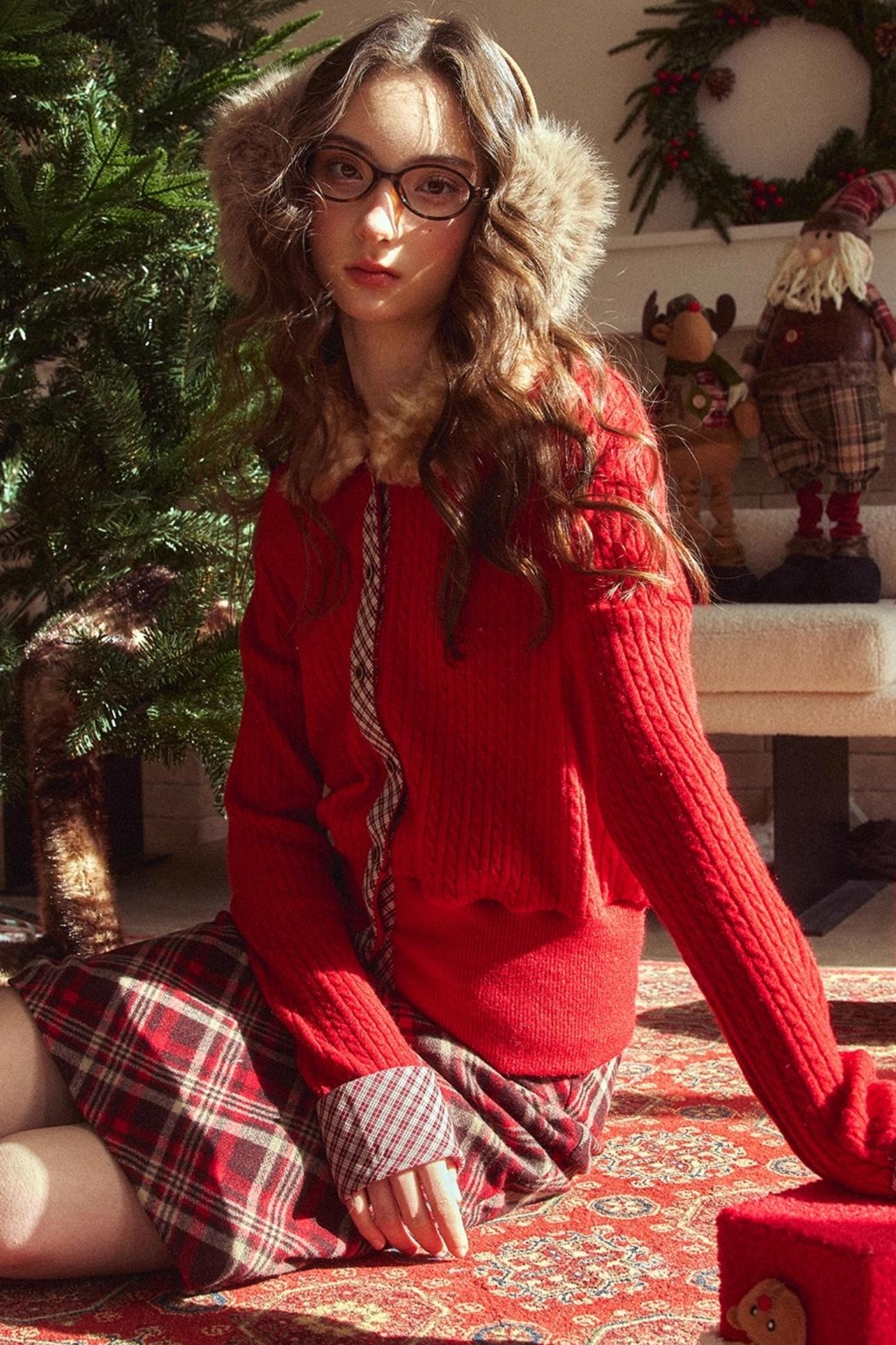 Retro Reindeer Plaid Sweater