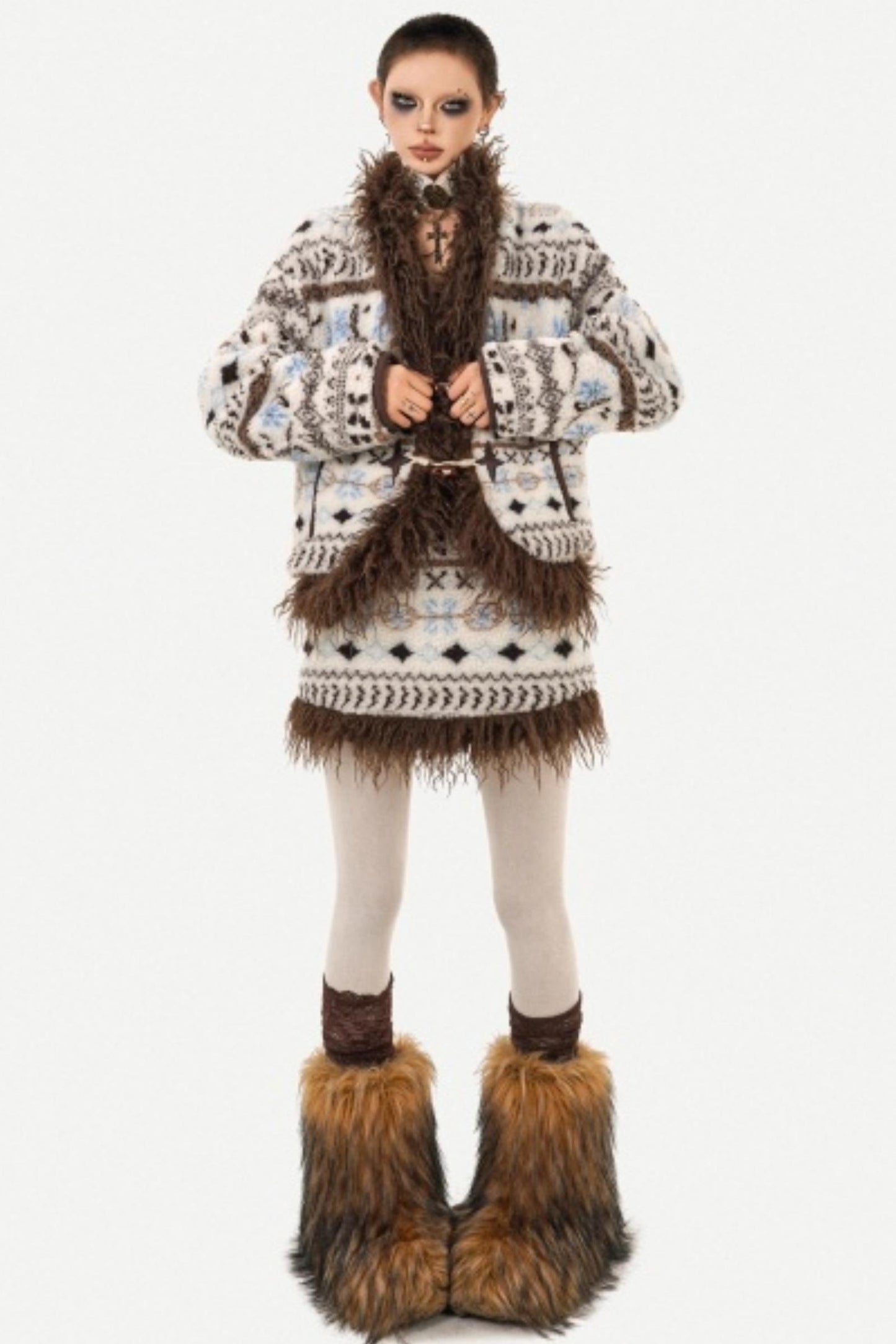 Fair Isle Lamb Wool Coat