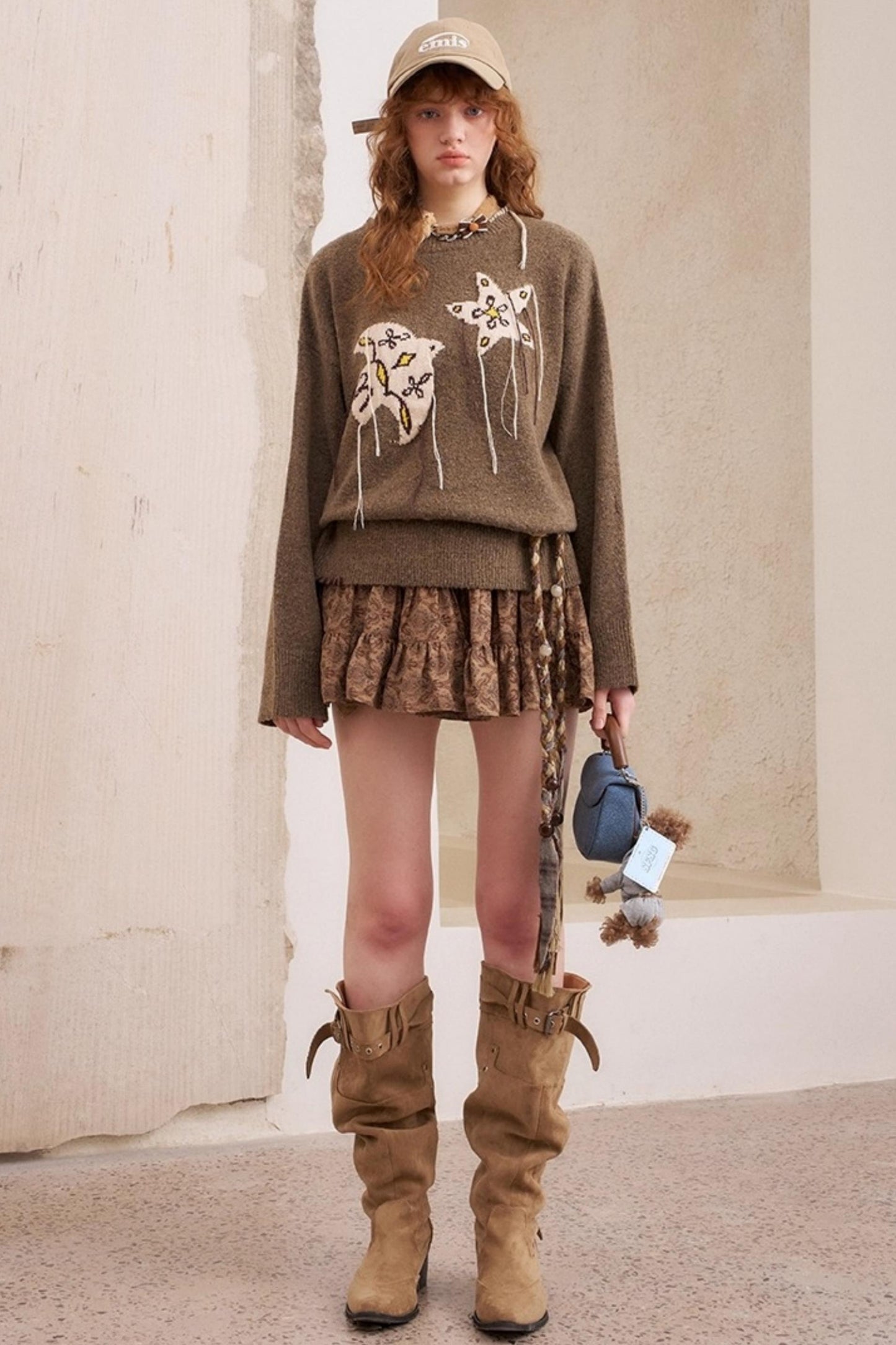 Star Fringe Long Sleeve Knit Pullover Top