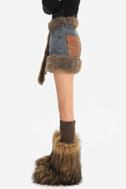 Spicy Girl Patchwork Denim Shorts