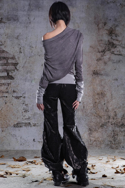 Original Irregular One-Shoulder Knitted Top