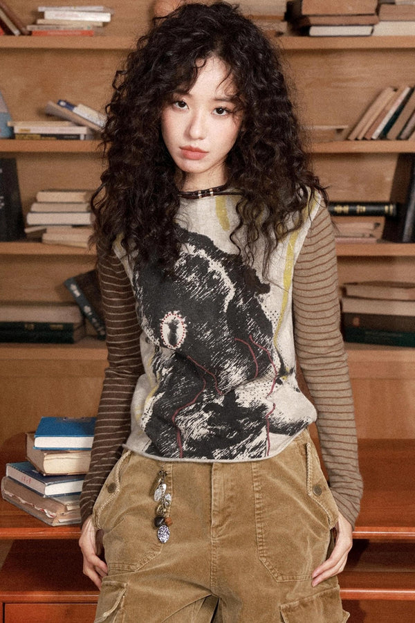 Retro Woolen Printed Top