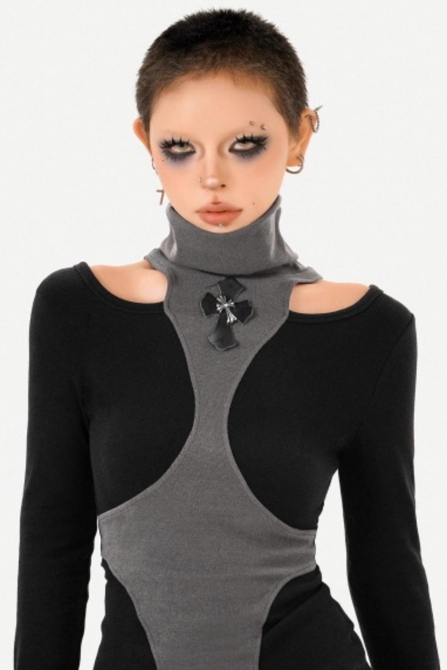 Black Asymmetrical Off-Shoulder Top