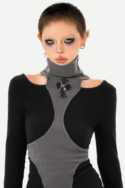 Black Asymmetrical Off-Shoulder Top