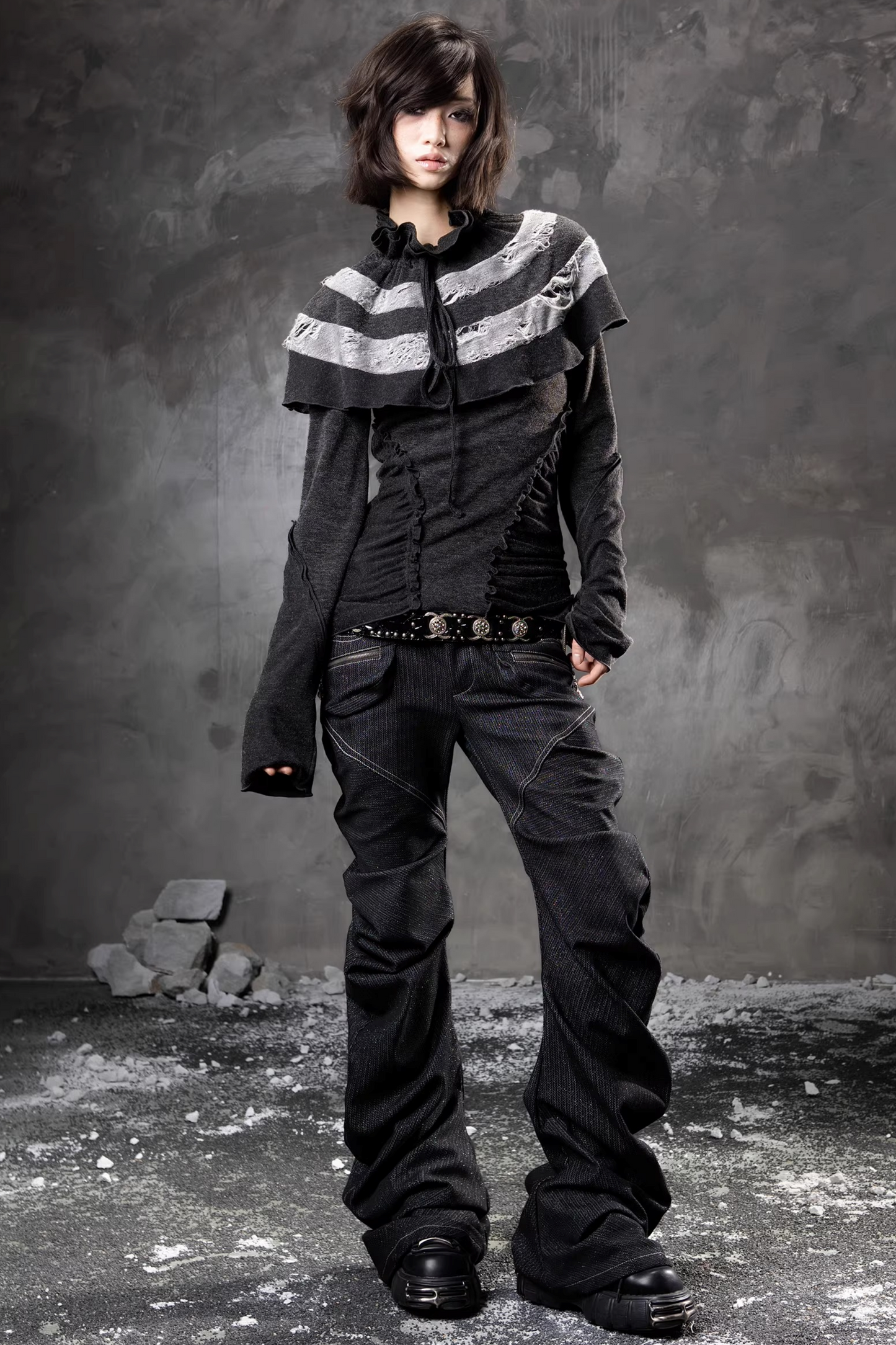 Double Waistband Denim Pants