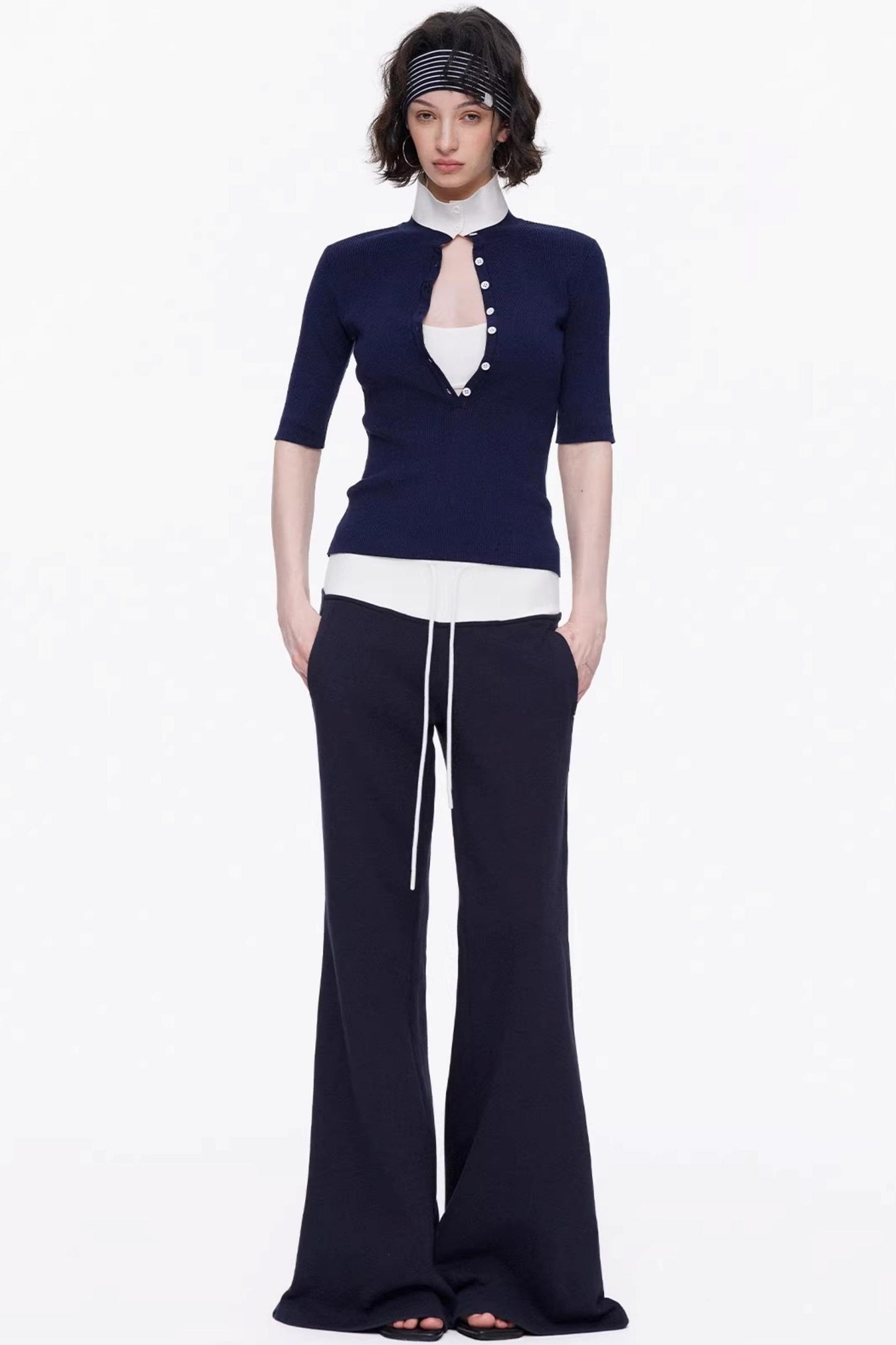 Lyocell Color-Blocked Knit Top