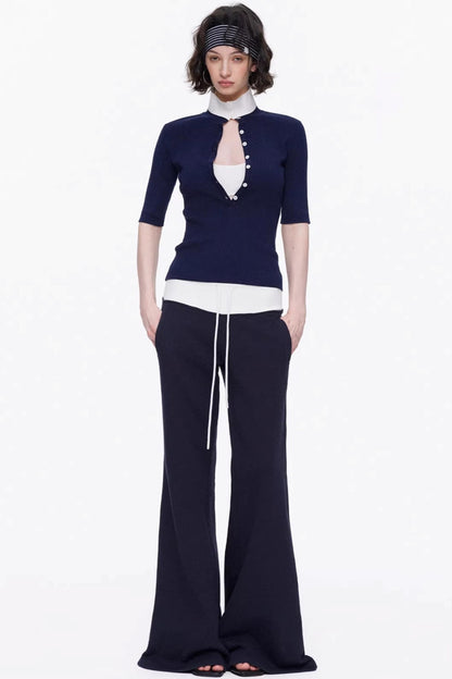 Lyocell Color-Blocked Knit Top