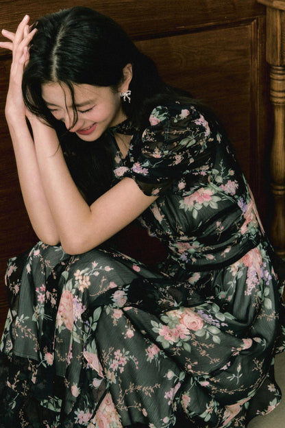 Pink Chiffon V-Neck Summer Dress