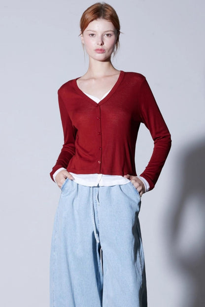 Mulberry Silk Long-Sleeved Cardigan