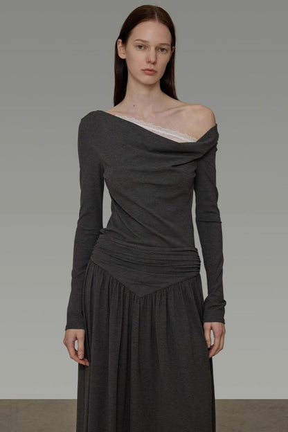 Lace Shoulder Knit Dress