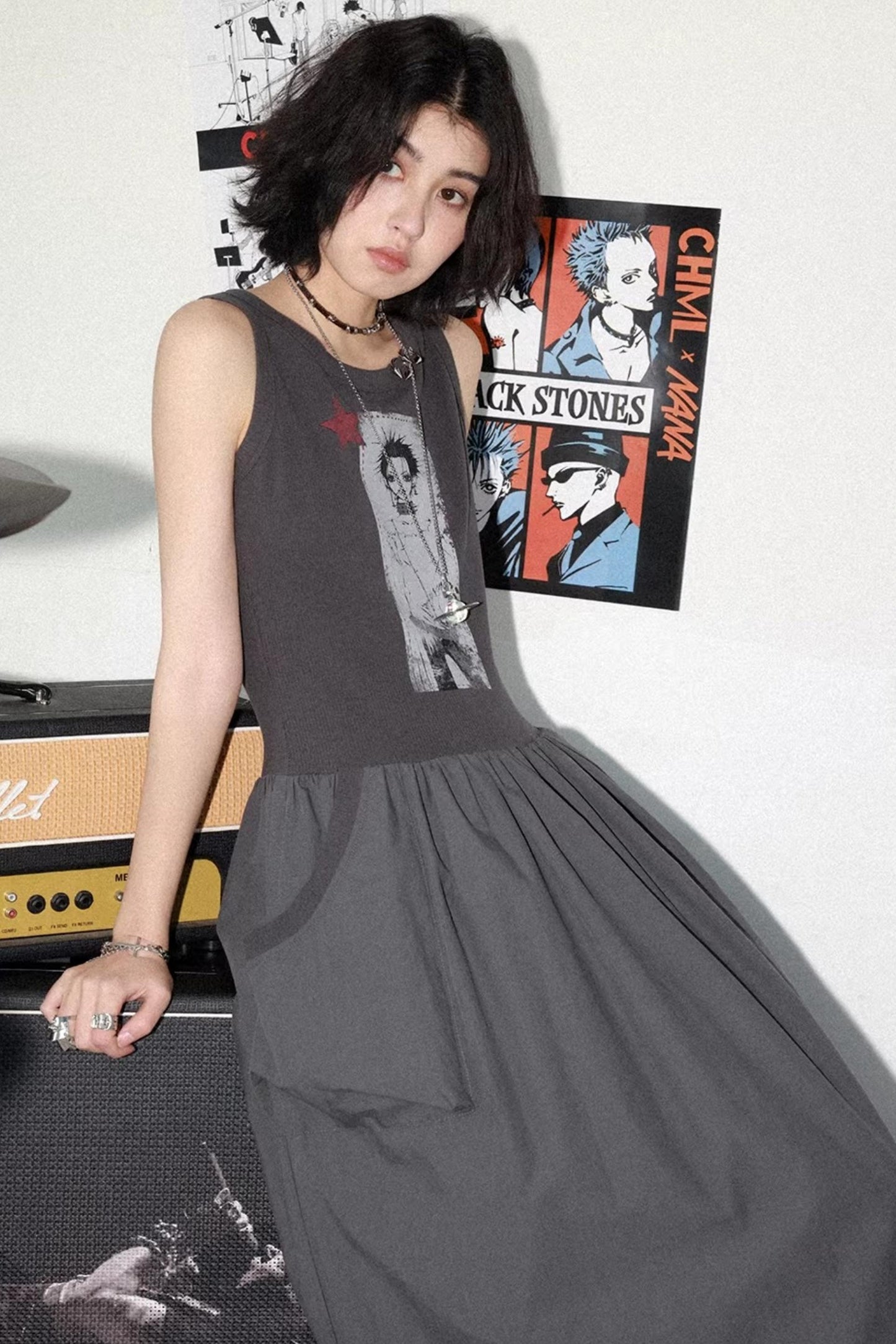 Kleid mit Charakterdruck und Patchwork