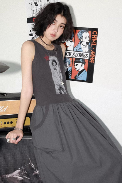 Kleid mit Charakterdruck und Patchwork
