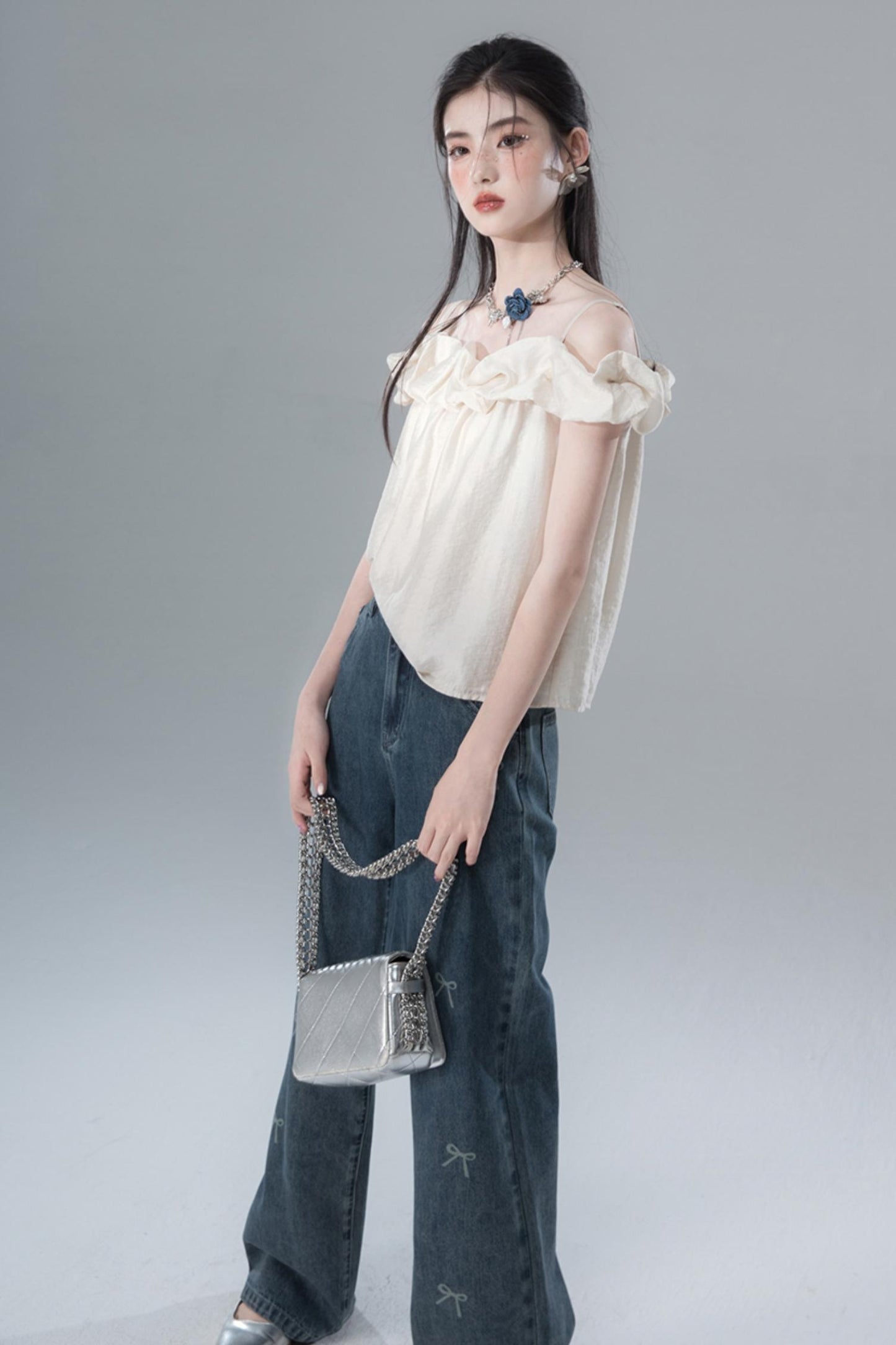 Sea Blue Bow Tie Jeans