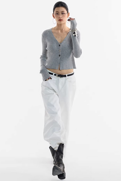 Gray Wool Blend Cardigan