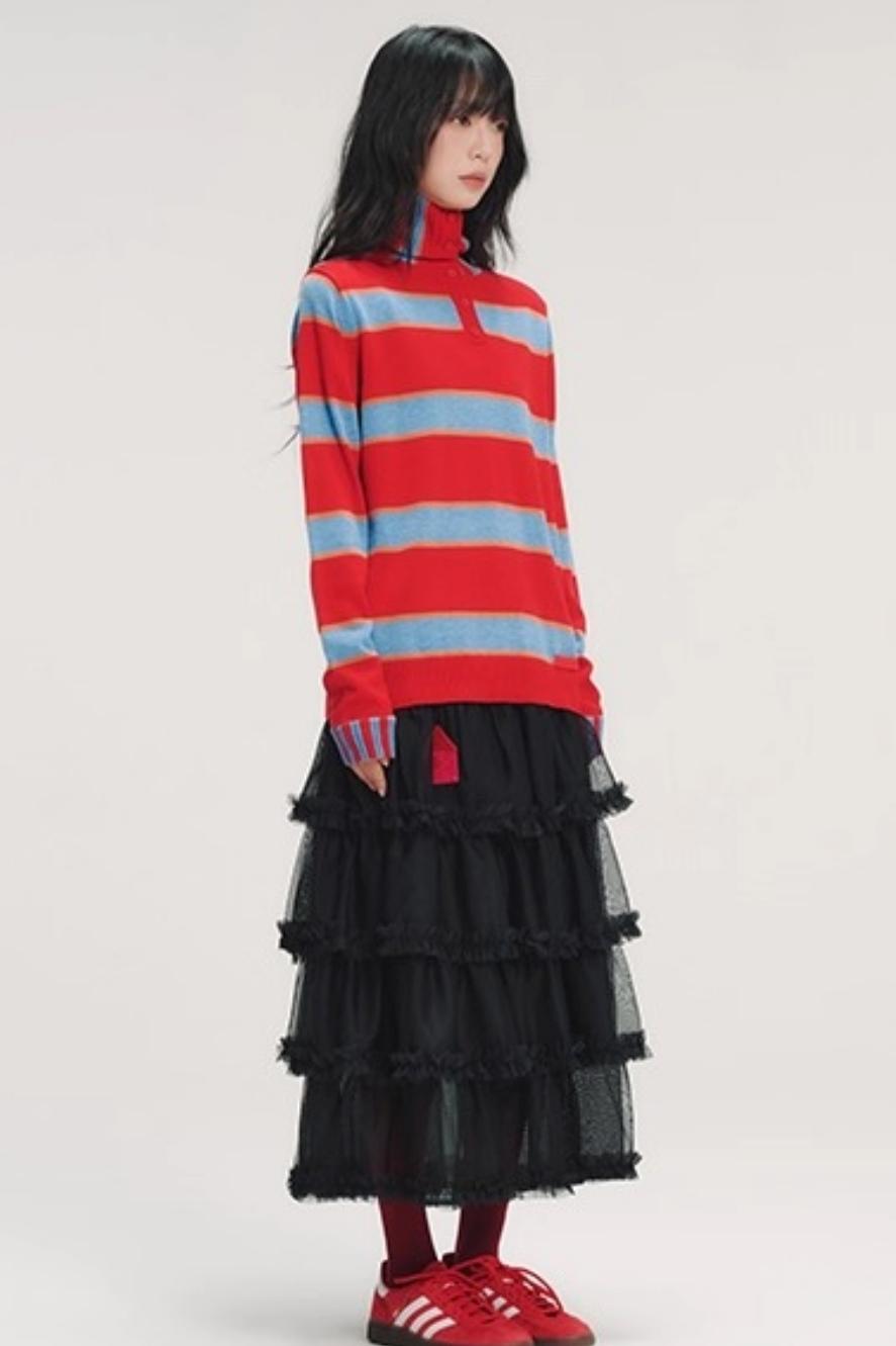 3D Embroidery Ruffled Skirt