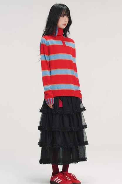 3D Embroidery Ruffled Skirt