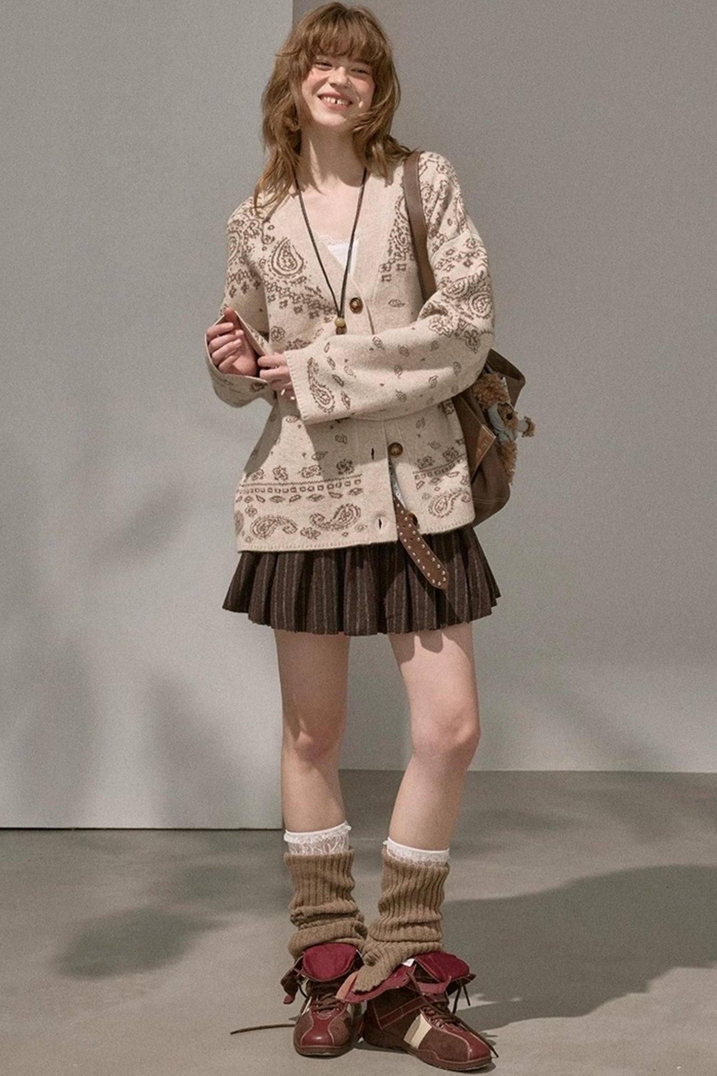 Winter Tweed Pleated Puffy Skirt