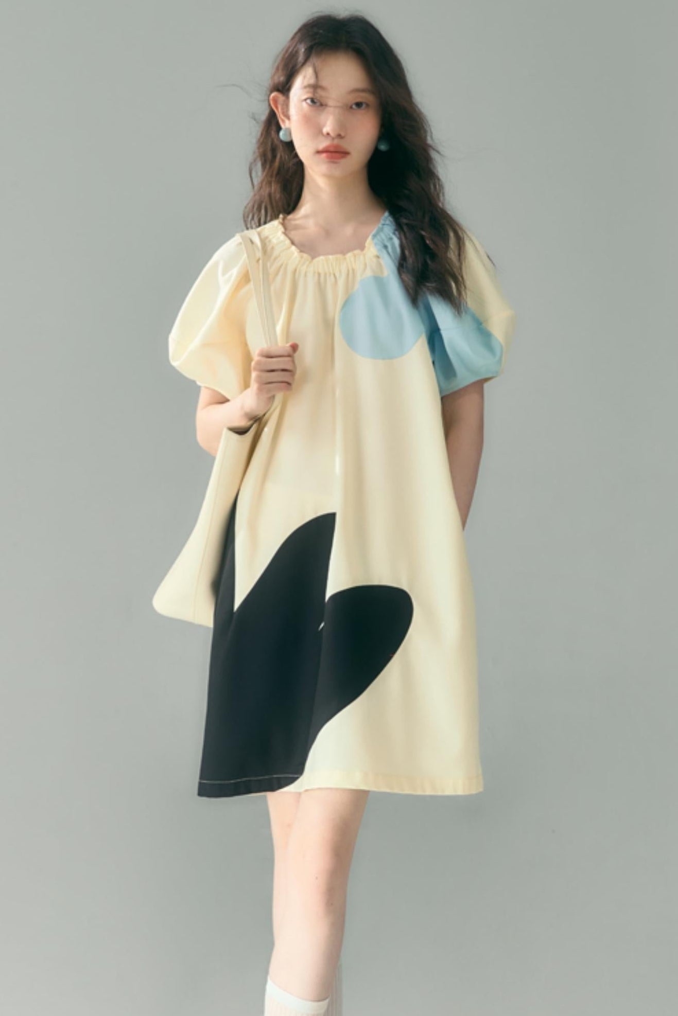 Original Blue Star Patchwork Crewneck Dress