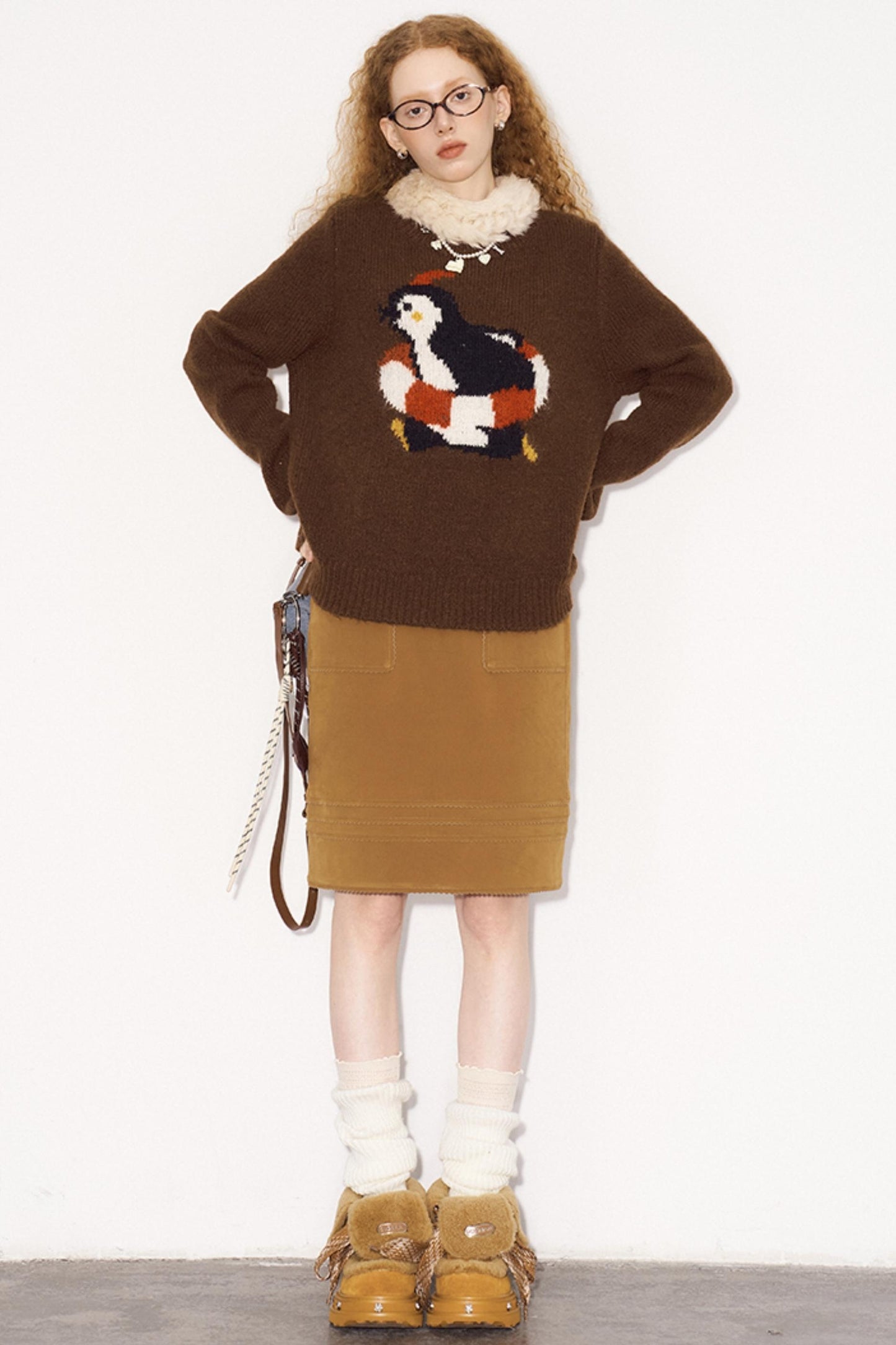 Penguin Jacquard Slim Knit Sweater