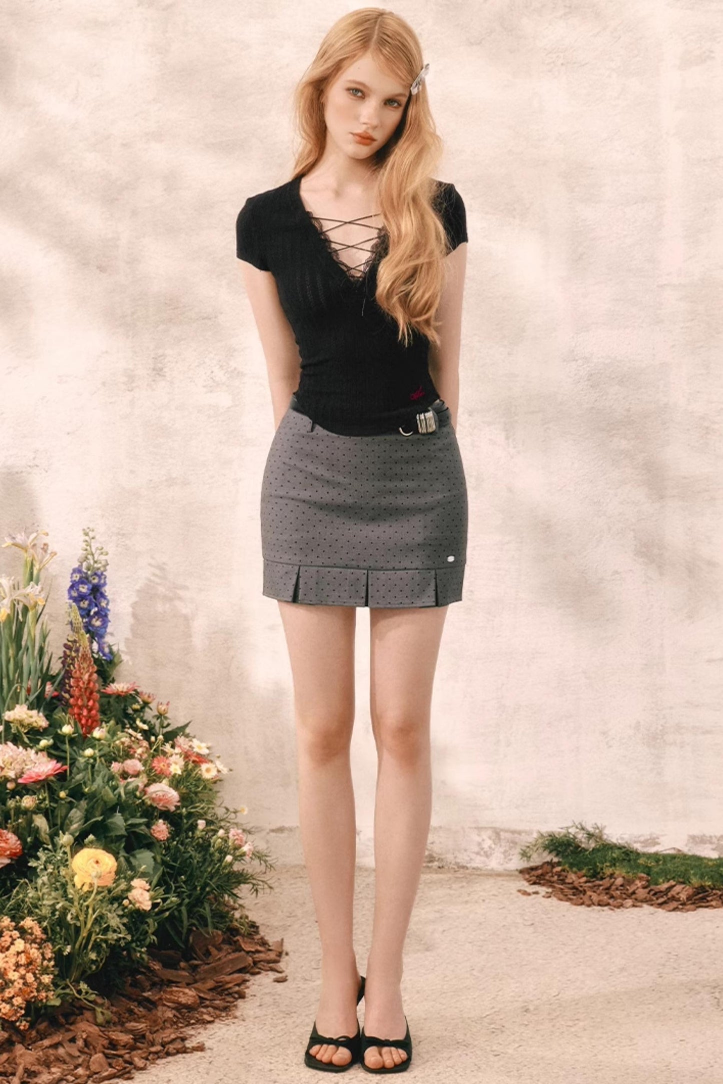 Summer Polka Dot Midi Skirt