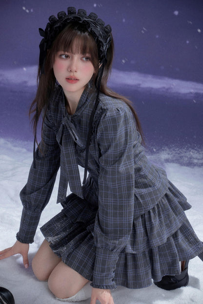 Twilight Plaid Gray Dress