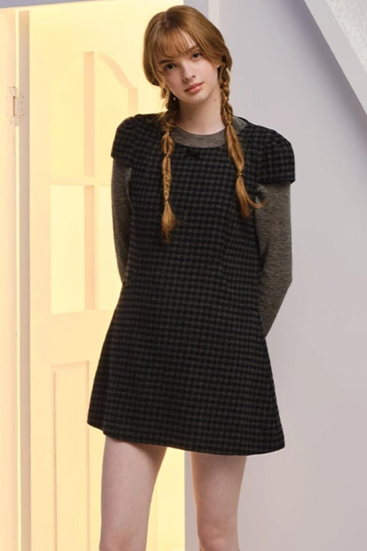 Green Plaid Wool-Blend Dress