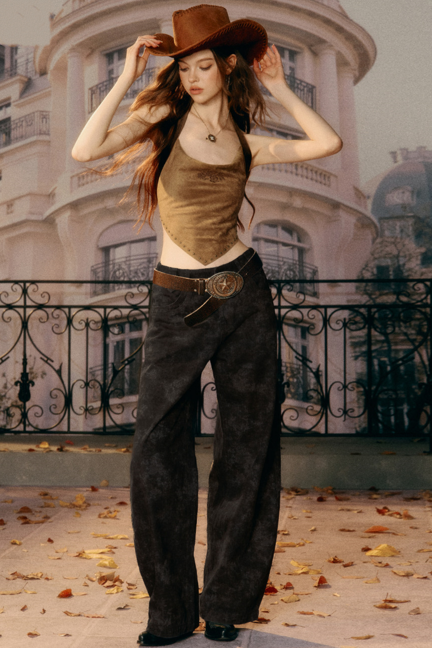 Retro Printed Wide-Leg Jeans