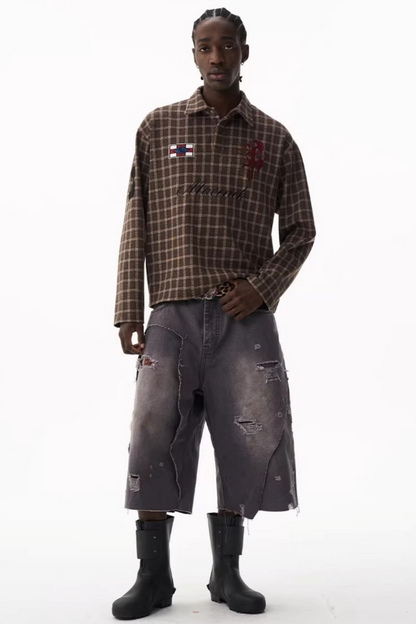 American Retro Plaid Polo Shirt