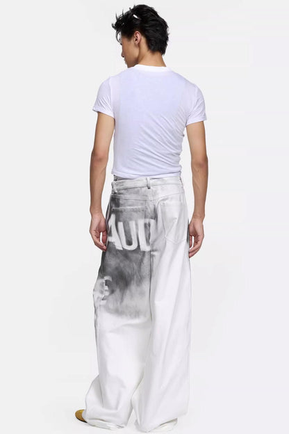 Hand-Painted Printed Jeans