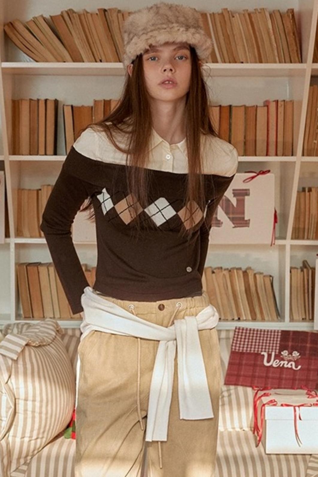 Diamond Pattern Merino Wool Sweater