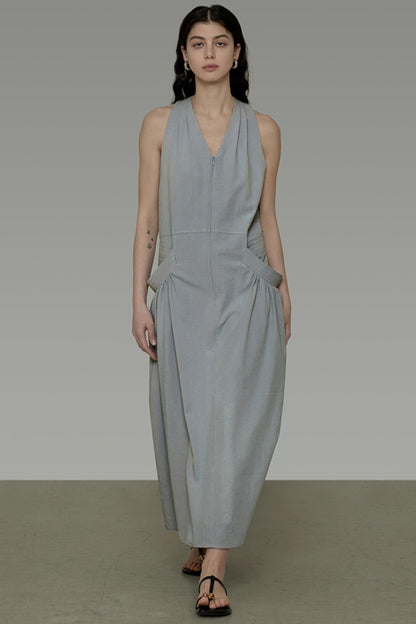 V-Neck Pocket Maxi Dress