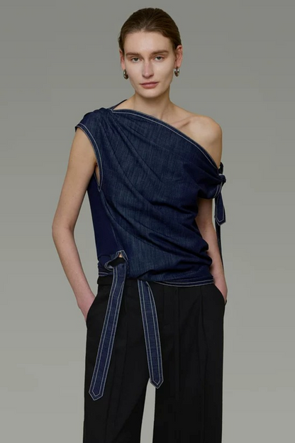 Denim Blue Off-Shoulder Top