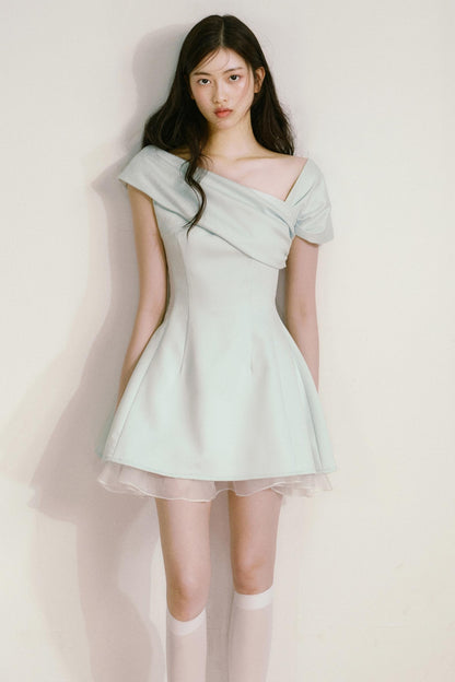 Mint Green One-Shoulder Dress