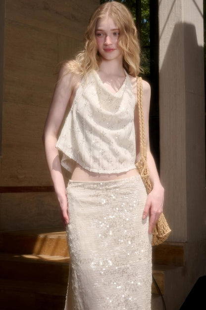 Elegant Starlit Top Skirt Set-Up