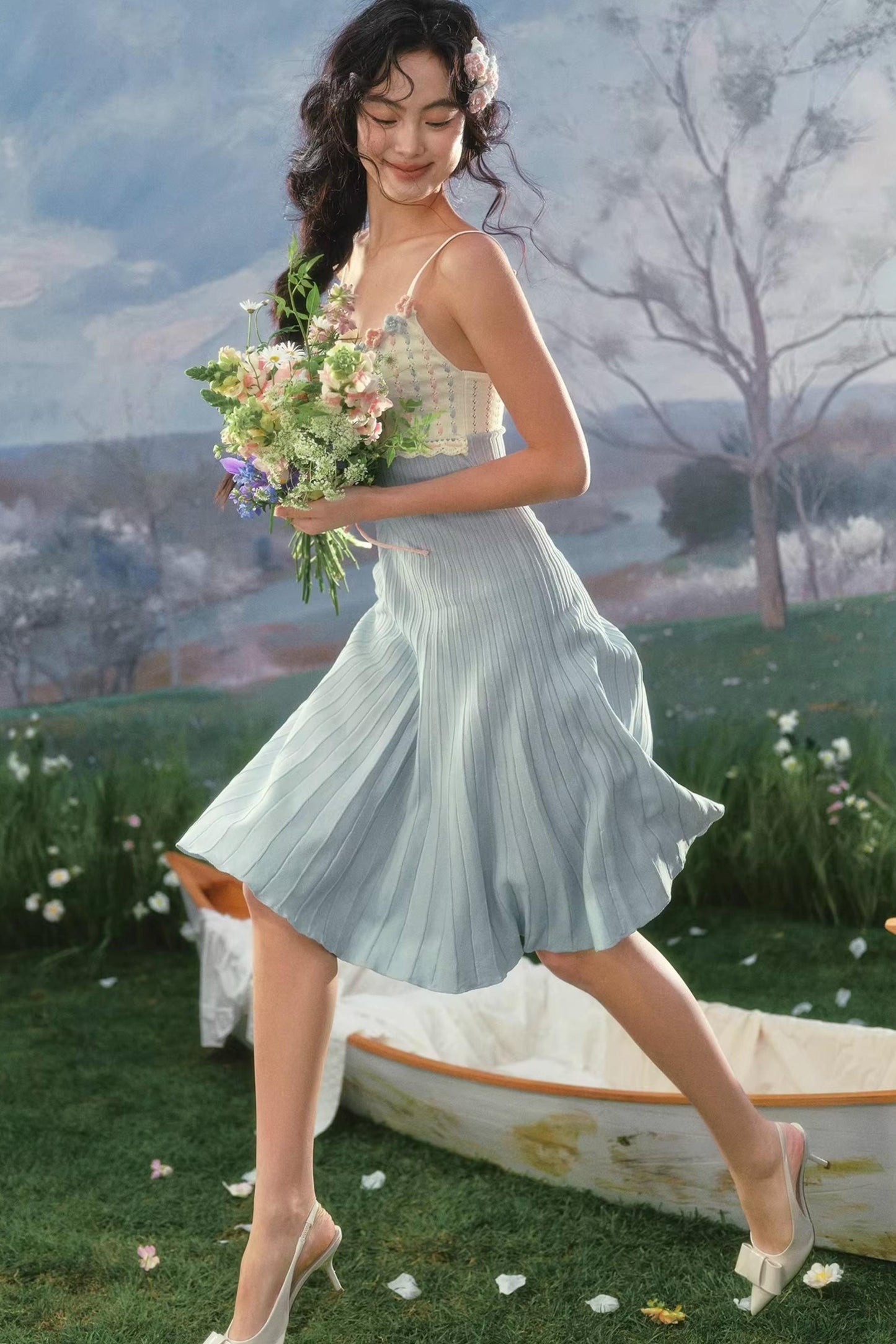 French Country Rose Knit Dress Set-Up