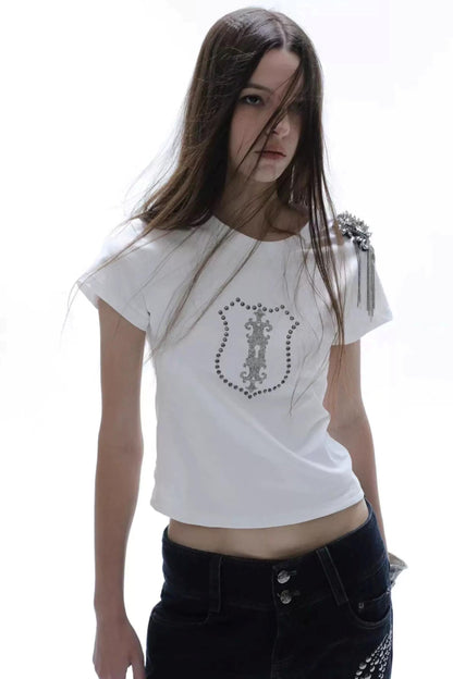 Y2K Rhinestone Cropped T-Shirt