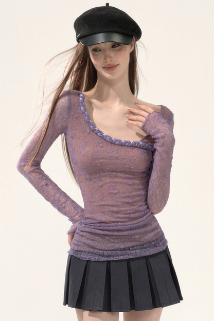 Three-Dimensional Lace Knitted Top